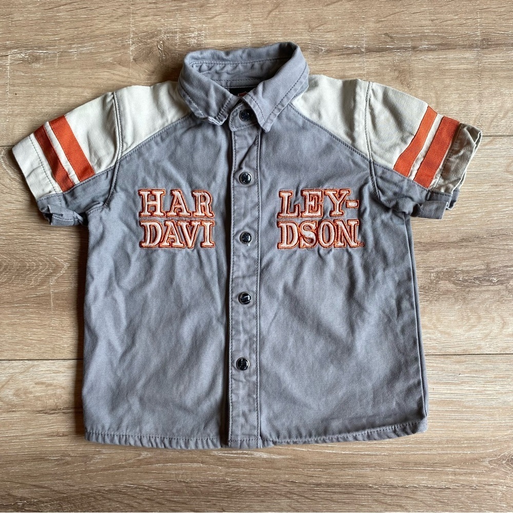 Vintage Harley Davidson button up shirt garage style biker shirt 18 months
